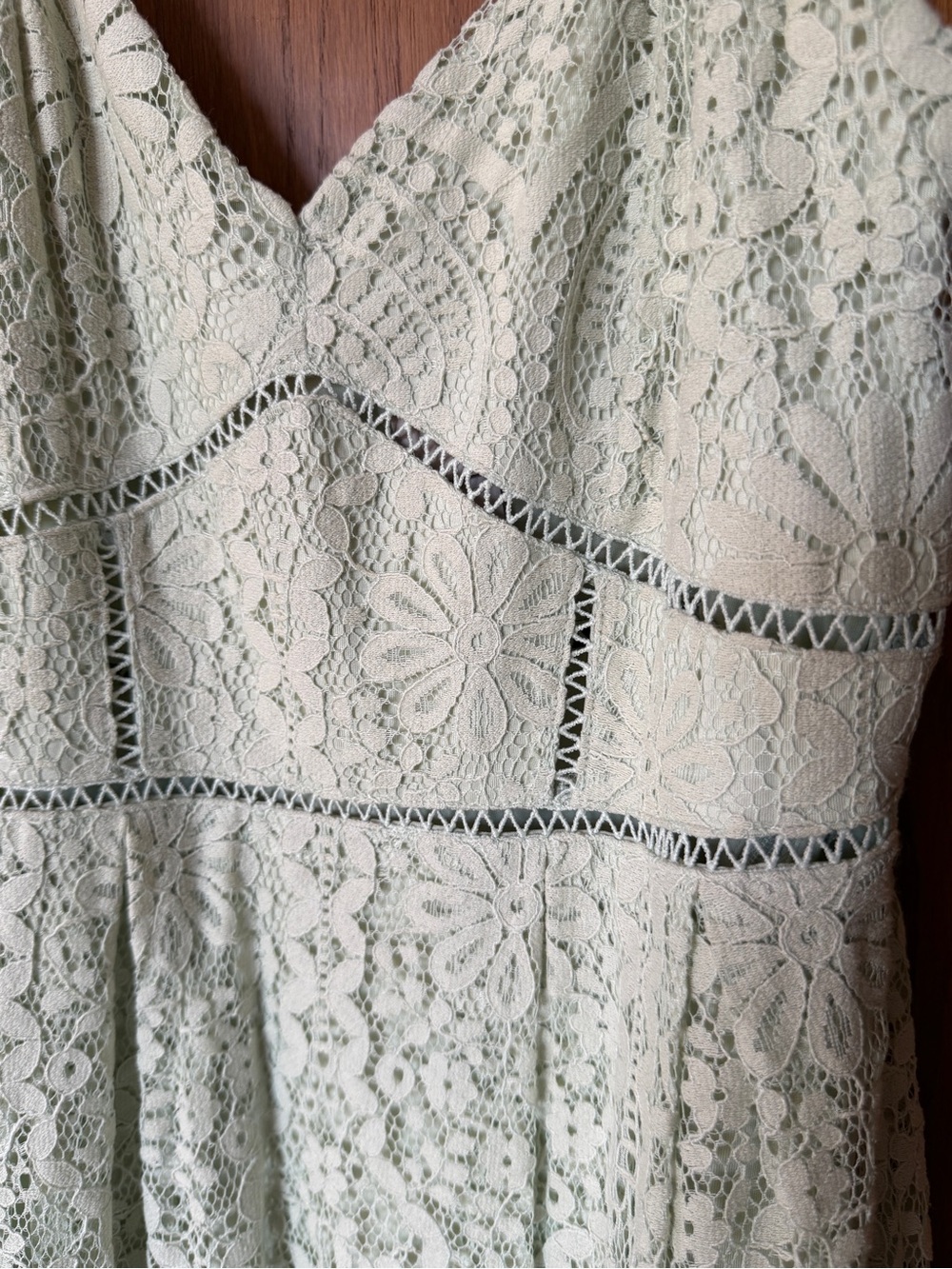 H&M Light Mint Green Lace Spaghetti Strap Maxi Dress